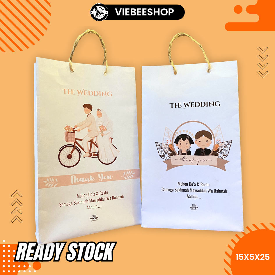 

PAPER BAG WEDDING READY SIAP KIRIM MUAT SEGALA ISIAN SNACK TERMURAH +-25x5x15