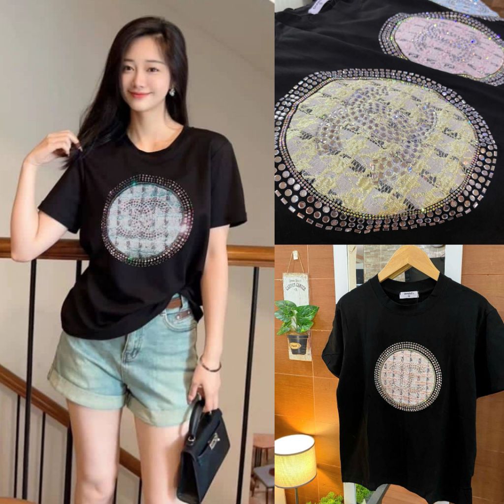 Kaos cotton LD 102 Brokat Blink - Black - Import High Quality