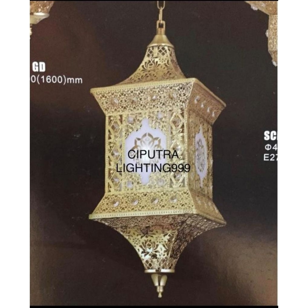 LAMPU HIAS GANTUNG KLASIK TURKI MASJID TERAS 1 LAMPU DIAMETER 25x25xH40 CM MEWAH
