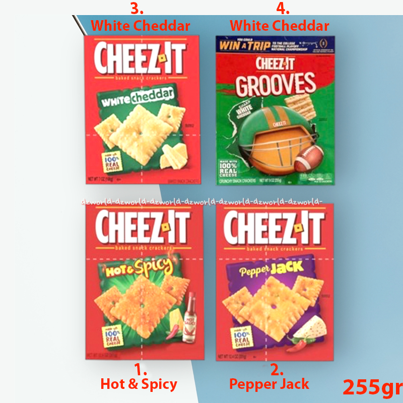 

Cheez It 127gr White Cheddar Snack Cemilan Keju Pedas Cheese Hot & Spicy Pepper Jack Grooves Makanan Ringan Dari Keju Asli