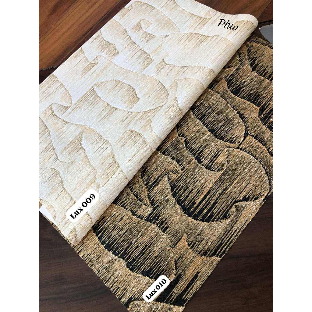 Wallpaper Dinding Korea Roll Besar Motif Gelombang Gold Hitam Cream 3D Gliter Mewah Lux