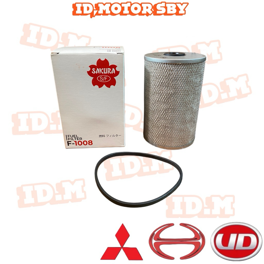 Fuel Filter F-1008 Filter Solar Bawah FUSO PS190 6D14 6D15 6D16 SAKURA
