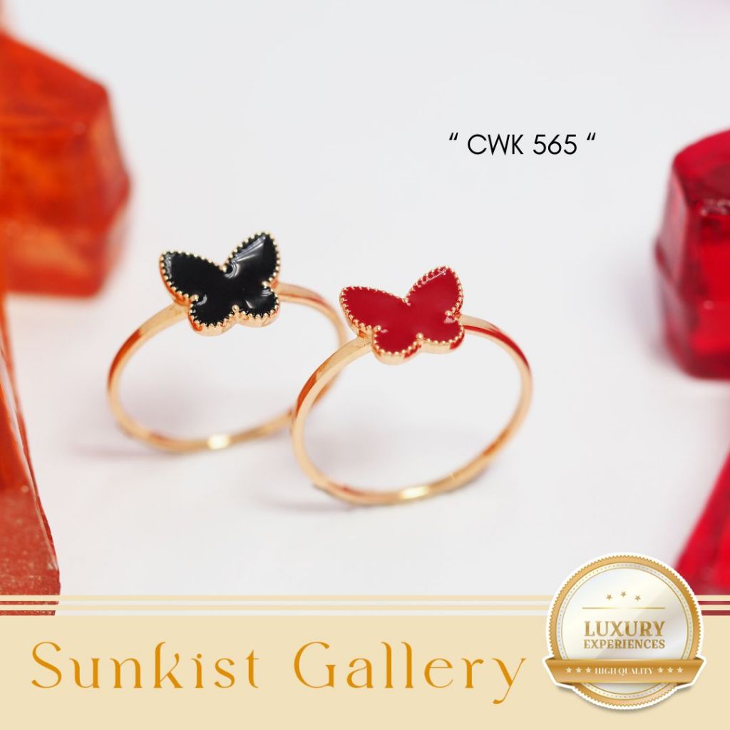 CINCIN WANITA MODEL KUPU-KUPU TANPA PERMATA EMAS ASLI EMAS MUDA KADAR 8K (375) CINCIN KUPU-KUPU KODE