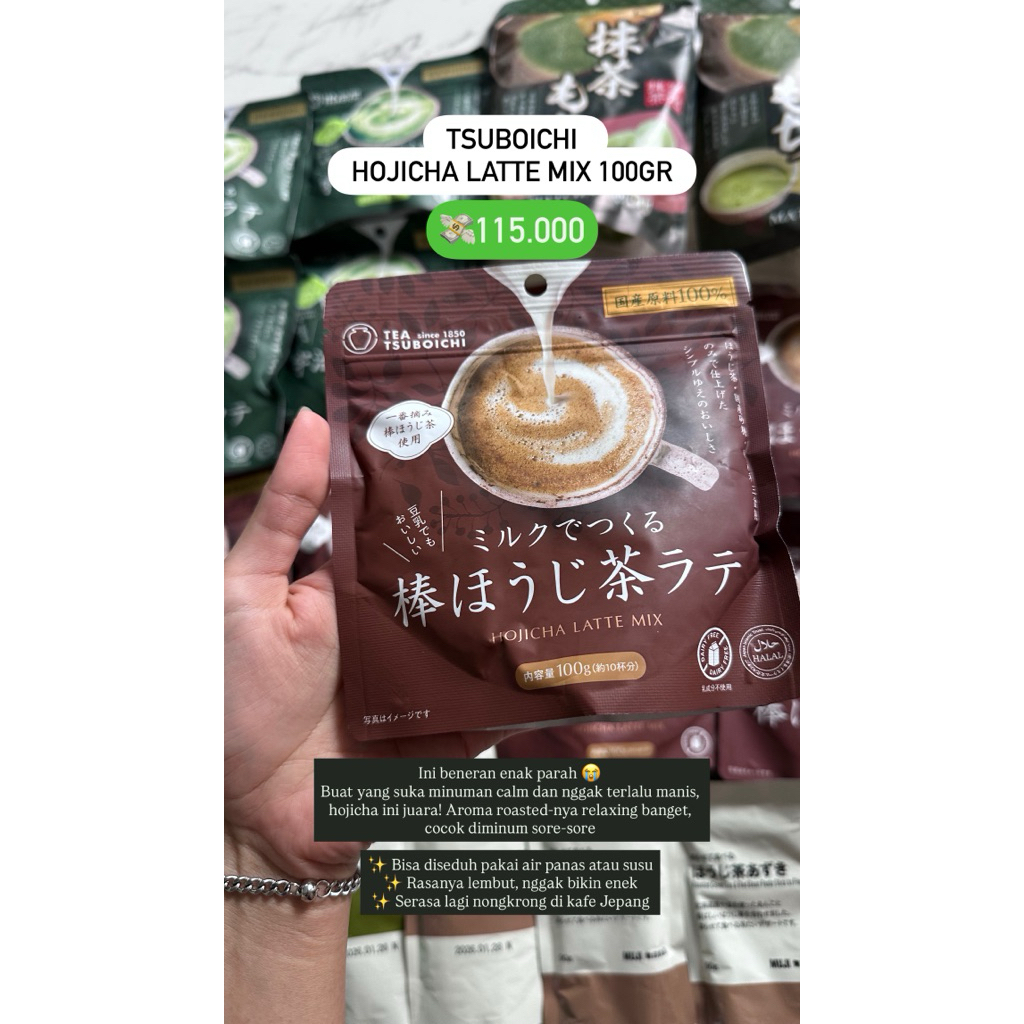 

matcha latte| Hojicha Latte Jepang 100g | Tea Tsuboichi | Bubuk Hojicha Latte Premium | roasted matcha Jepa