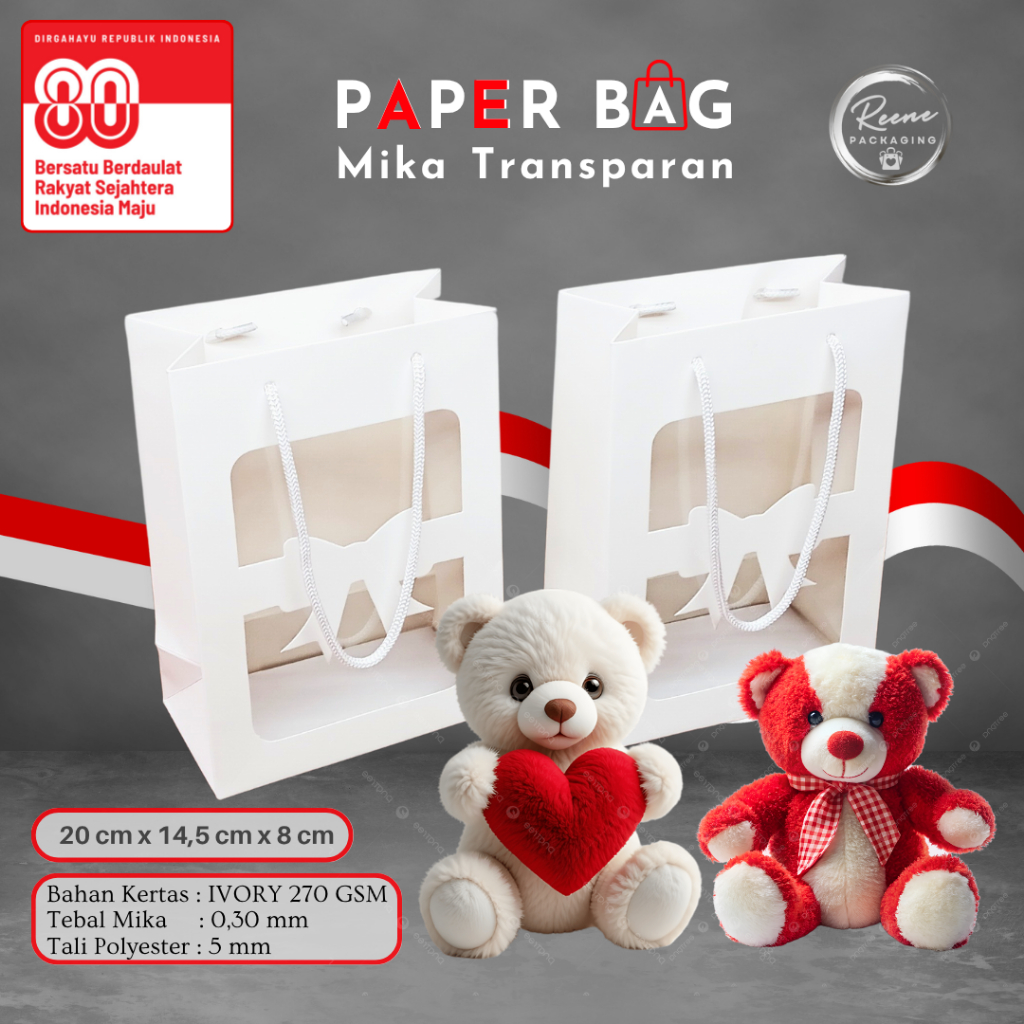 

Paper Bag Mika Transparant Putih RI 80 | Tas Belanja | Tas Souvenir | Goodie Bag | Tas Hampers