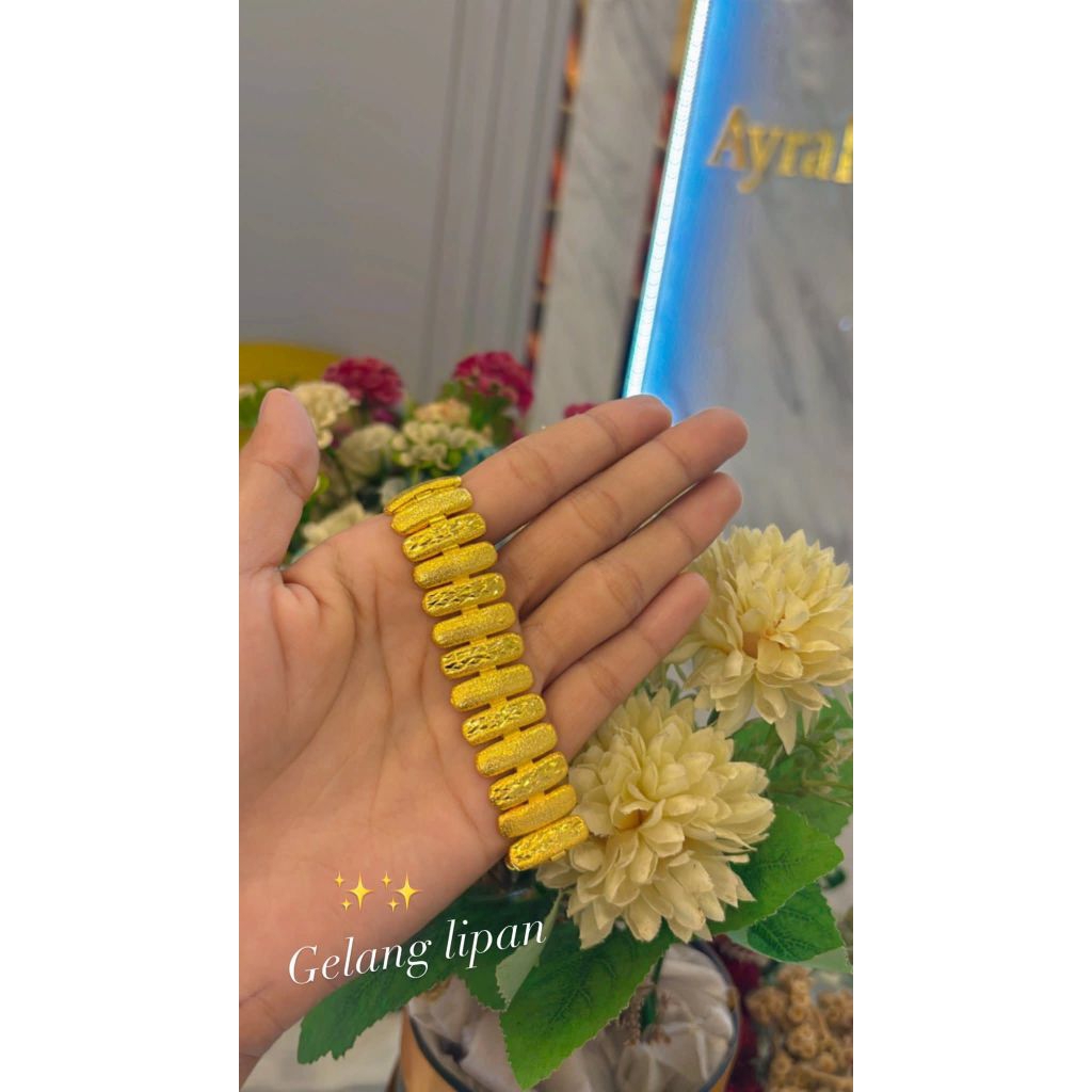 gelang rantai lipan lapis emas 24 k