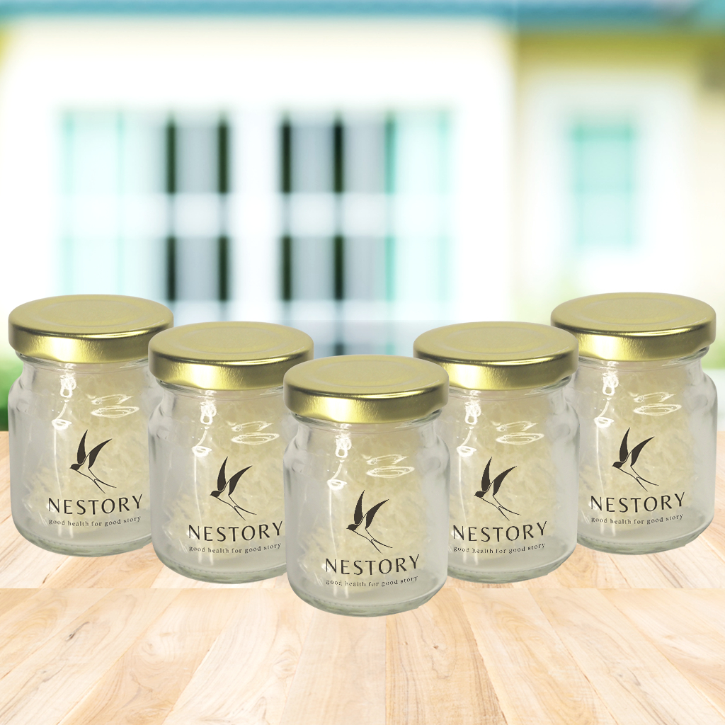 

Paket 5 Jar NESTORY - Sarang walet kering (serpihan/patahan) kemasan jar 75ml /siap masak