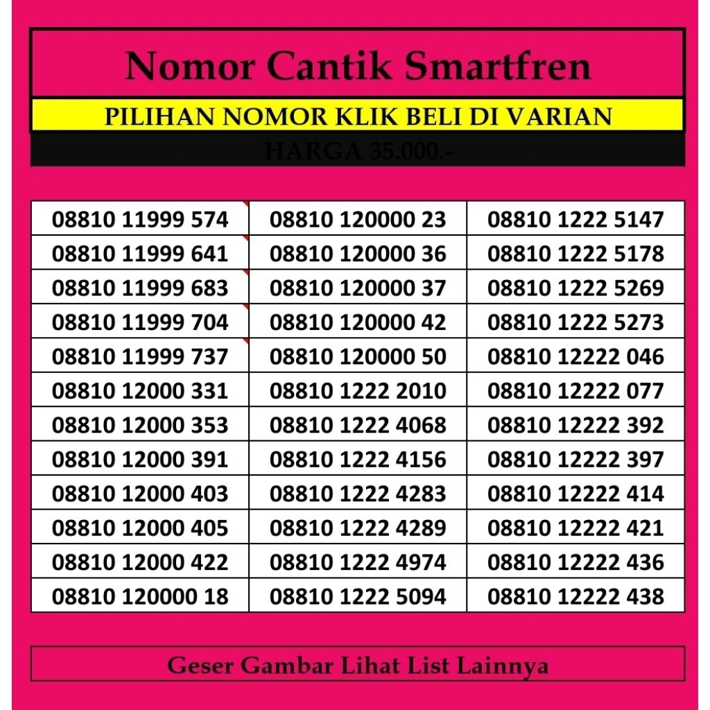 Nomor Cantik Smartfren Kartu Perdana Prabayar