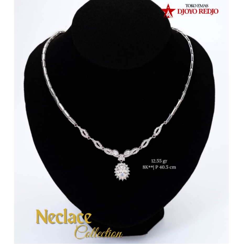 KALUNG FASHION ITALY BAMBU AURELL,KALUNG EMAS PUTIH 8K,WHITE GOLD DIAMOND NECLACE