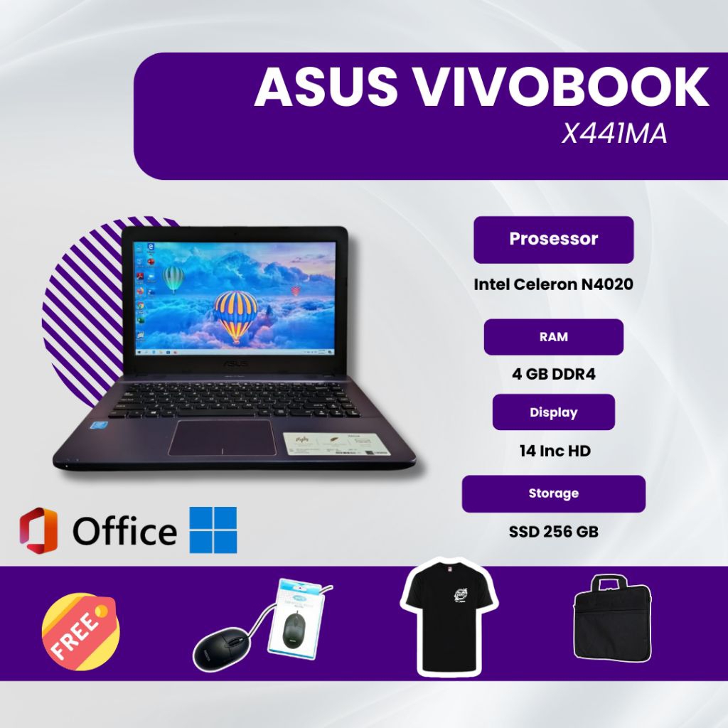 Laptop Asus Vivobookb X441MA Celeron N4020 Ram 4GB