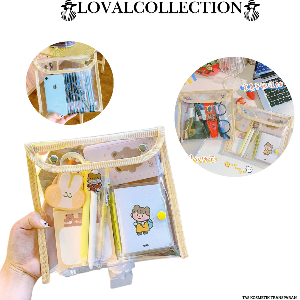 LC DOMPET TRANSPARAN POUCH KOSMETIK TRANSPARAN TAS MAKE UP H460 TRANSPARAN BAHAN MIKA TAS KOSMETIK T