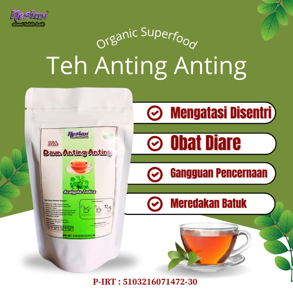 

NESIAN TEH DAUN ANTING-ANTING | TEH HERBAL | ACALYPHA INDICA L. | 20 KANTONG TEH