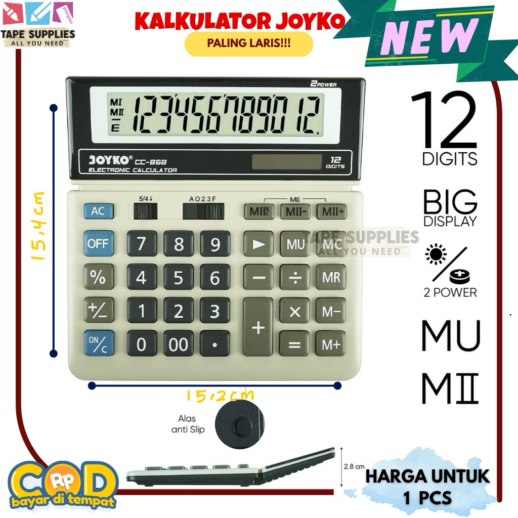 

Kalkulator JOYKO CC-868 PALING DICARI!! - Calculator Bisnis / Kalkulator Dagang 12 DIGITS