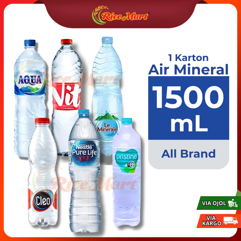

AIR MINERAL 1500ml ISI 12 BOTOL – AQUA, PRISTINE, CLEO, VIT, NESTLE, LE MINERALE