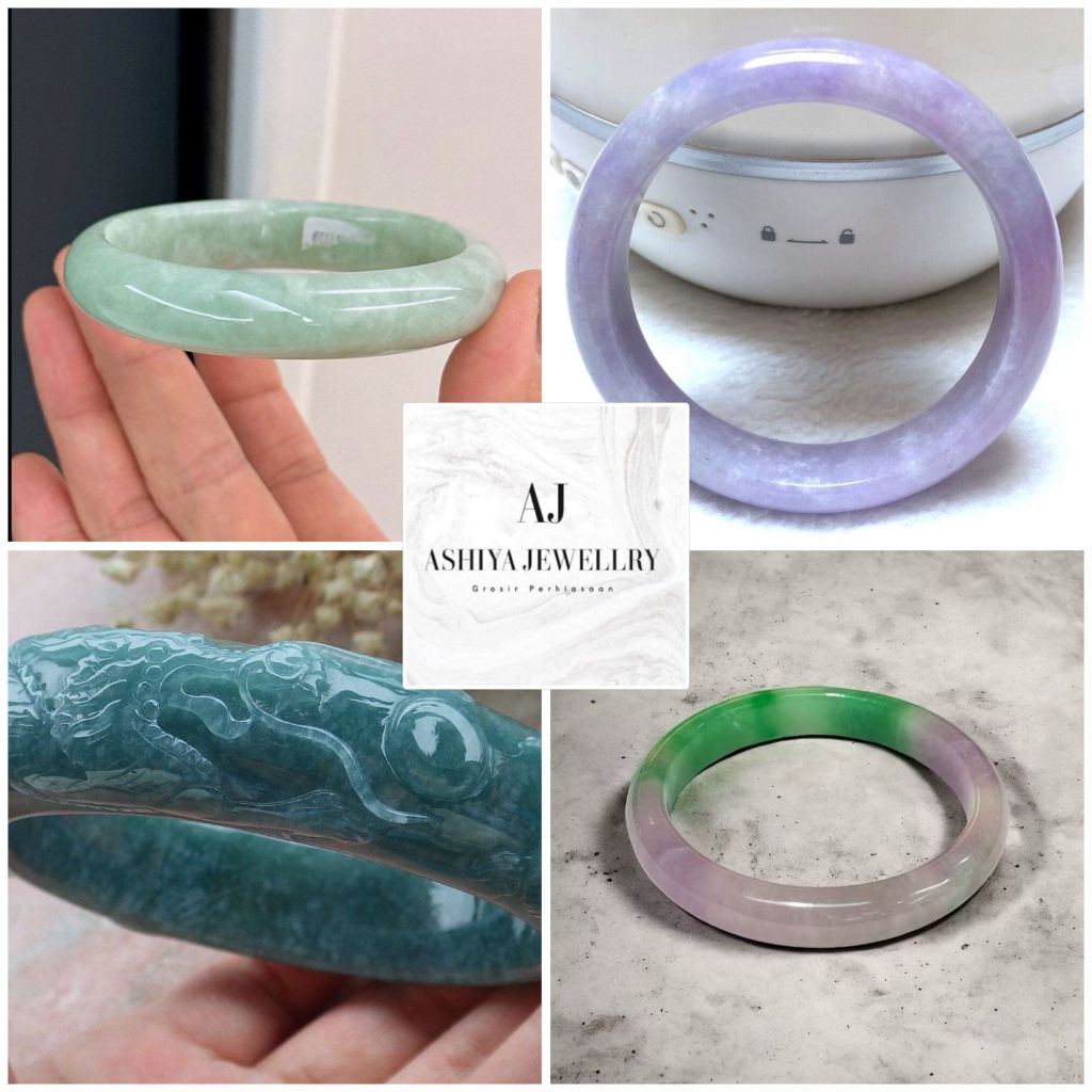 Gelang Giok Asli(ORI). (Giok Ungu/ Giok Ukir Blue Water/ Giok Putih)