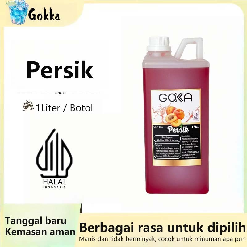 

GOKKA Sirup Minuman Rasa Persik 1L Syrup / Sirup Persik Sertifikasi Halal