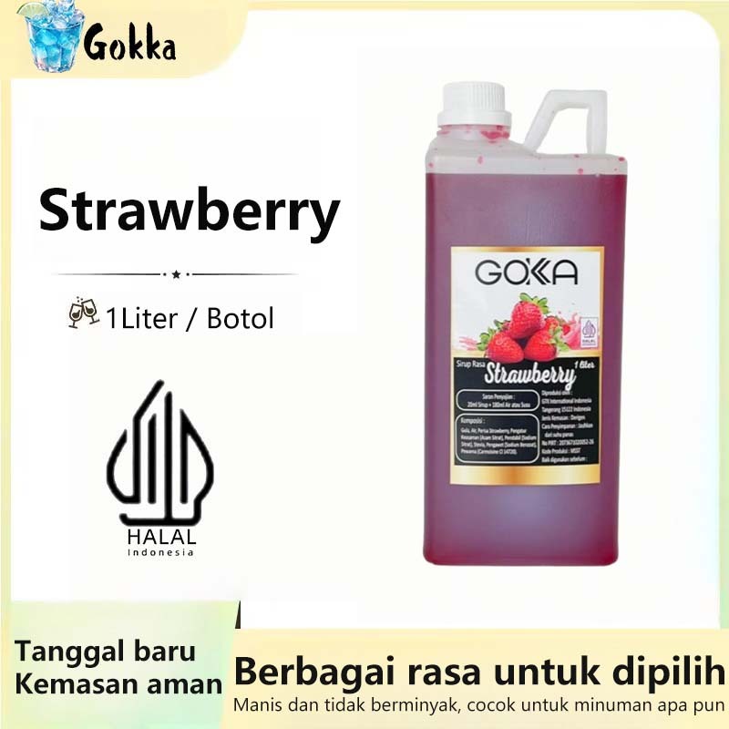 

GOKKA Sirup Minuman Rasa Strawberry 1L Syrup / Sirup Stroberi Sertifikasi Halal
