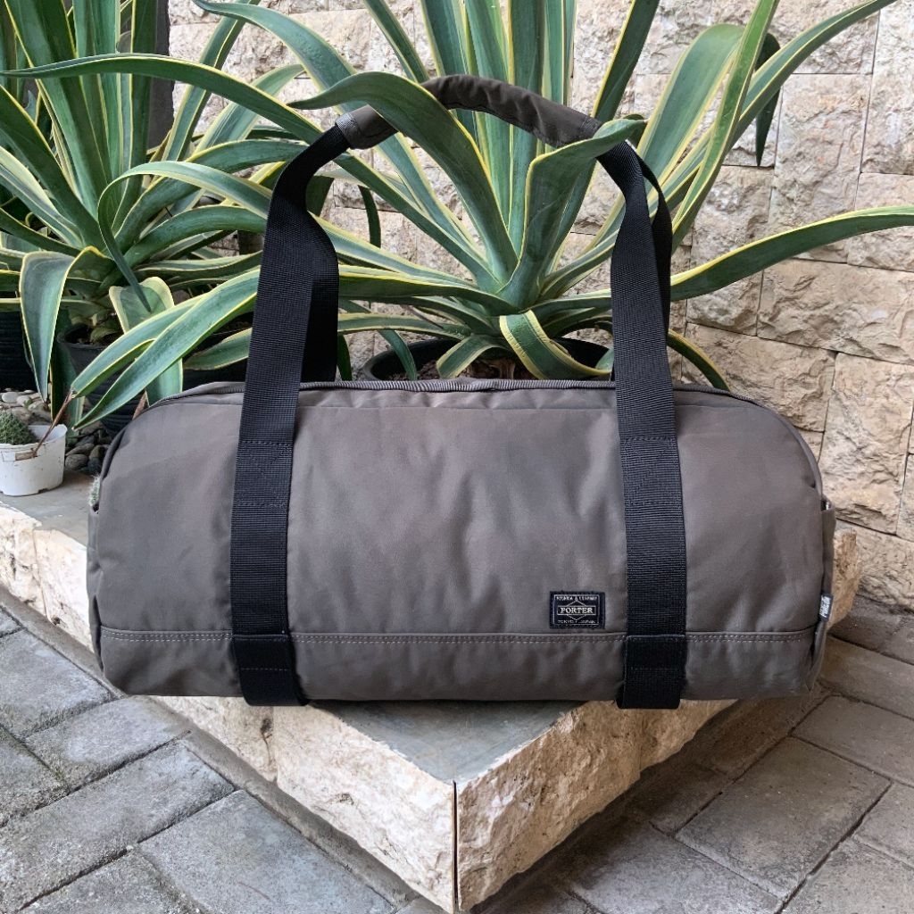 HEAD PORTER SHATI NYLON BOSTON DRUM BAG GREY