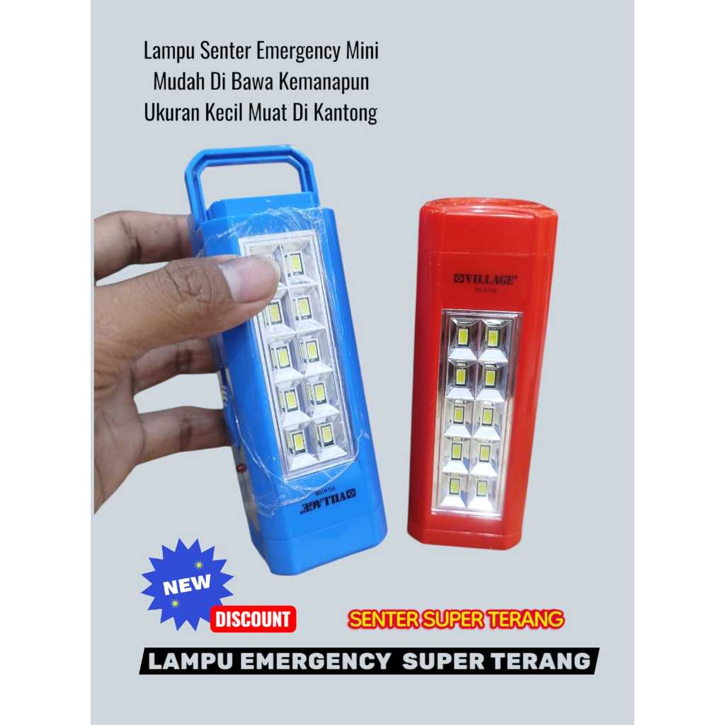 SENTER CAS VILLAGE FUNGSI 2IN1 / VG6108 10 LED Emergency BISA CAS CAHAYA MATAHARI