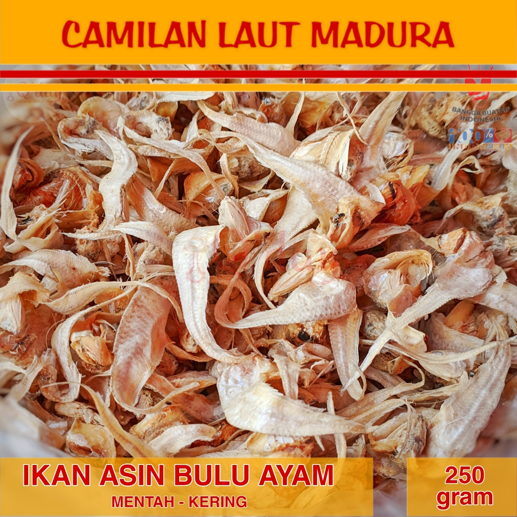 

Ikan Asin Bulu Ayam Mentah Kering Siap Goreng Camilan Laut Madura Oleh-oleh Khas - 250gr