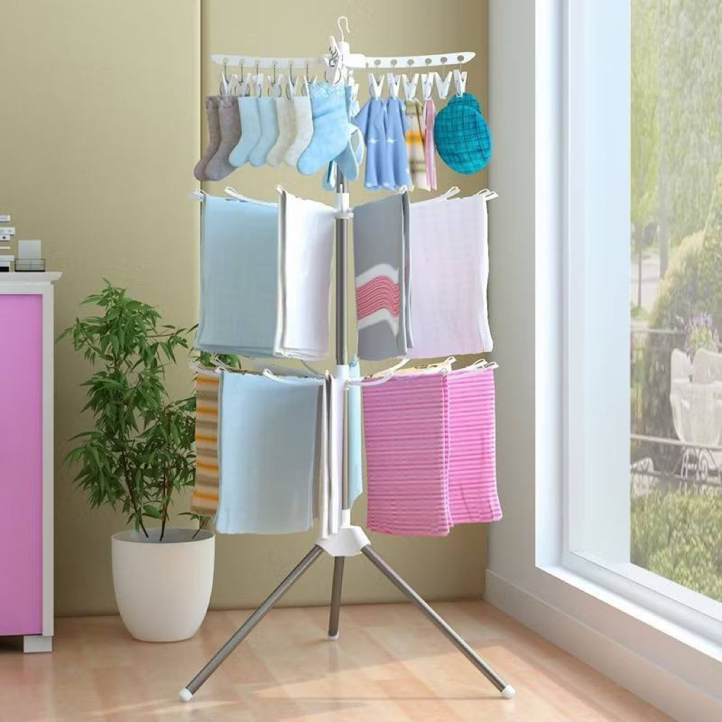 Jemuran Menara Lipat - Jemuran Baju bayi hanger baju bayi - Rak Jemuran handuk kaos kaki jemuran men