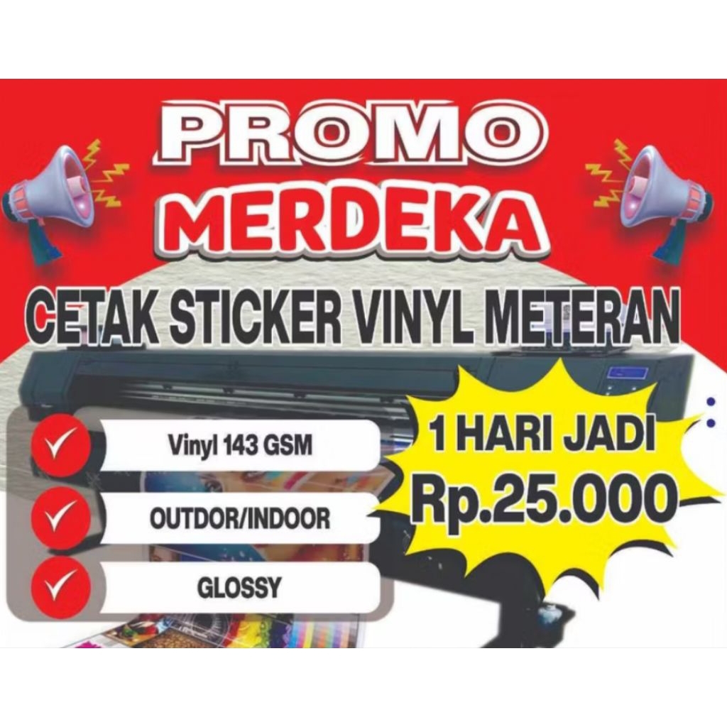 

Cetak Stiker Vinyl / Meteran Murah sehari jadi