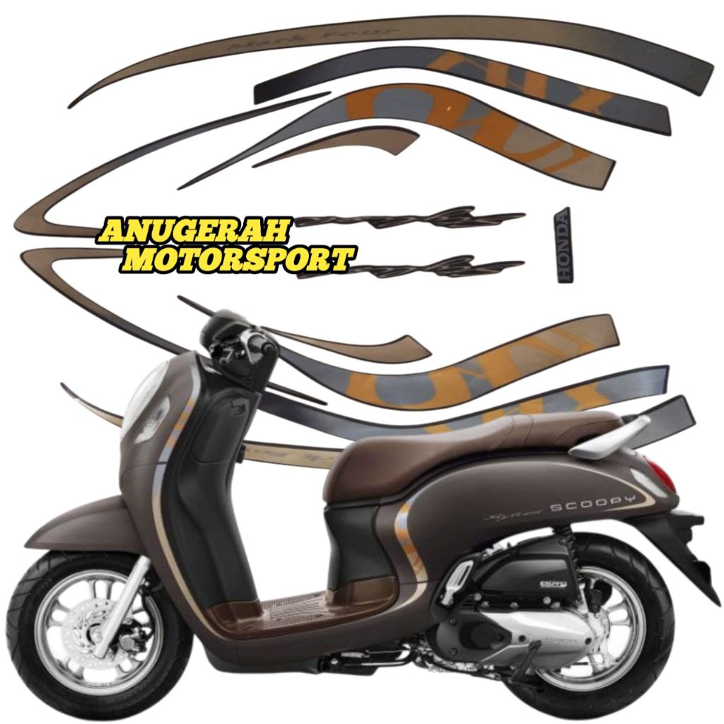 striping sticker lis Scoopy stylish brown coklat 2020 2021