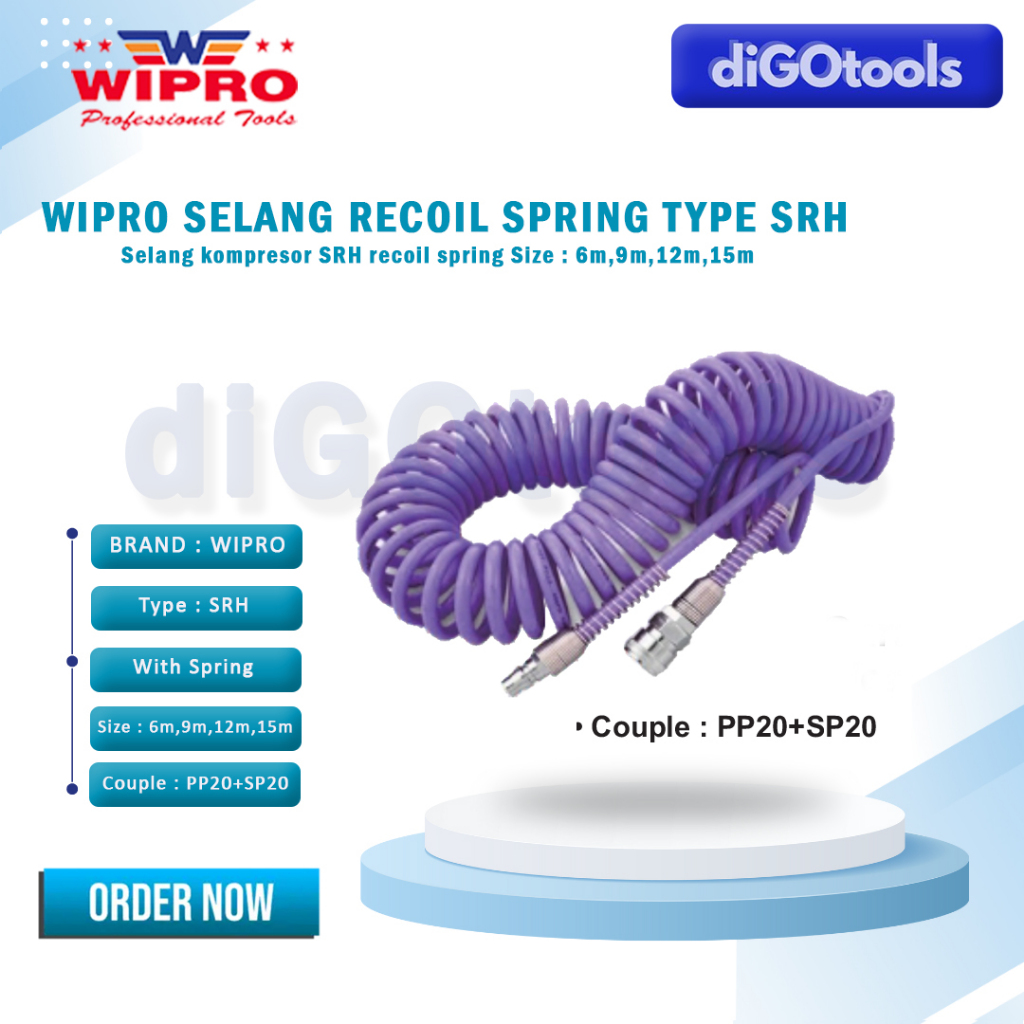 Wipro selang kompresor  ukuran 6m,9m,12m,15m - recoil spring wipro