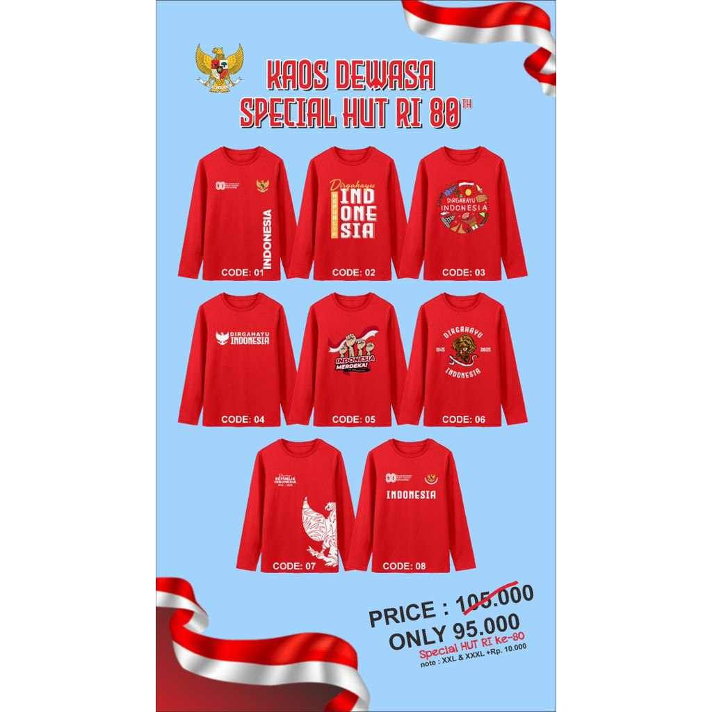 Kaos 17 Agustus Unisex Lengan Panjang Merah Terbaru – Desain Merdeka Keren & Nyaman