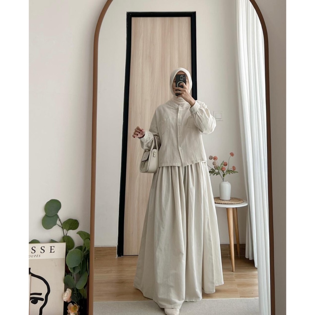 COTTONKY Ryuka Set | Baju Setelan Rok Wanita Bahan Linen Casual