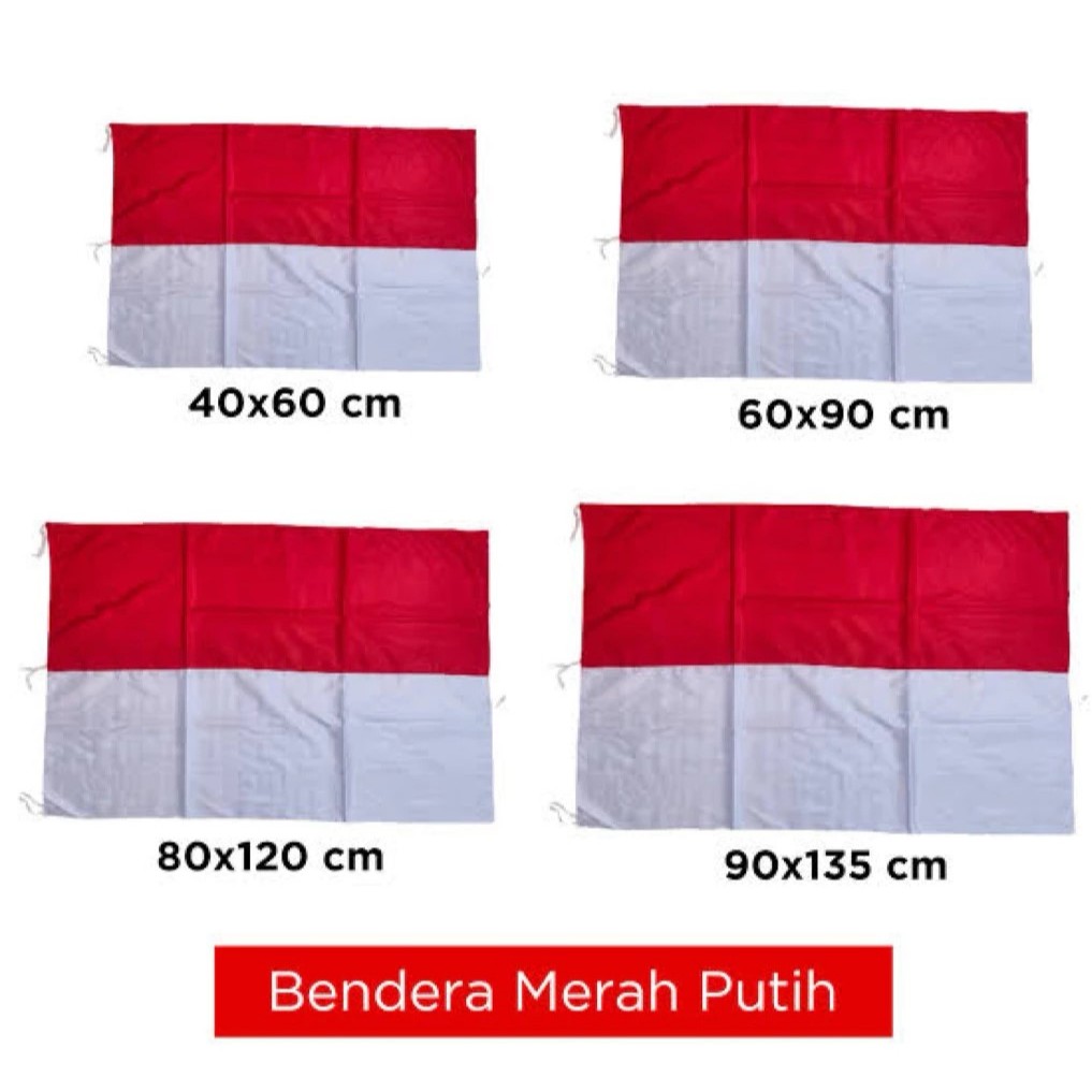 Bendera Merah Putih Indonesia Ukuran 90x60 120x80 150x100 cm – Kain Parasut Tebal Jahitan Rapi