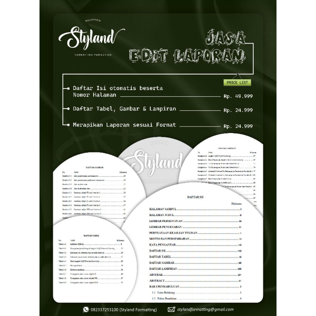 

DAFTAR ISI, DAFTAR TABEL, DAFTAR GAMBAR & DAFTAR LAMPIRAN OTOMATIS