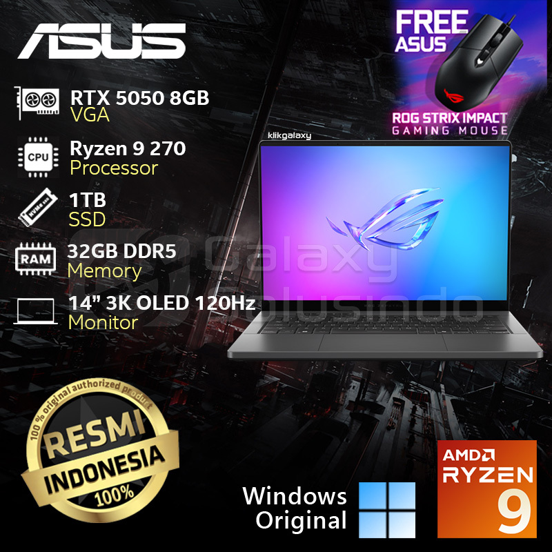 ASUS ROG ZEPHYRUS G14 GA403UH-R9N55OL6G-HM -  RTX 5050 8GB AMD Ryzen 9 270, 1TB SSD, 32GB RAM Notebo