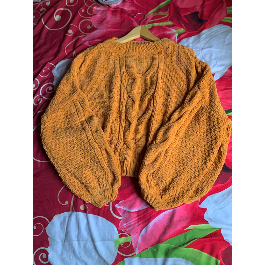 sweater rajut bahan velvet premium lembut