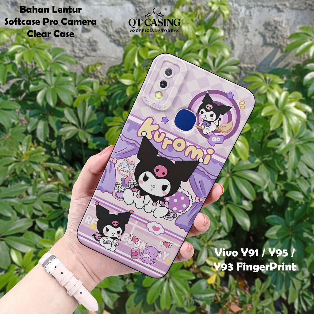 Softcase Pro Camera For Vivo Y91 / Y93 / Y95 – Casing HP Motif Kuromi – Clear Case – Silikon TPU