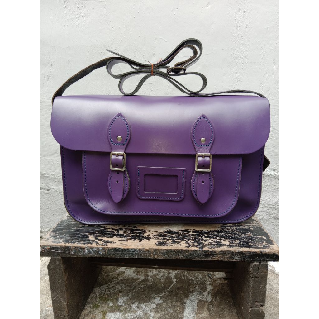 Cambridge satchel bag made in UK original full leather purple smooth Dr martens docmart dokmart tas 