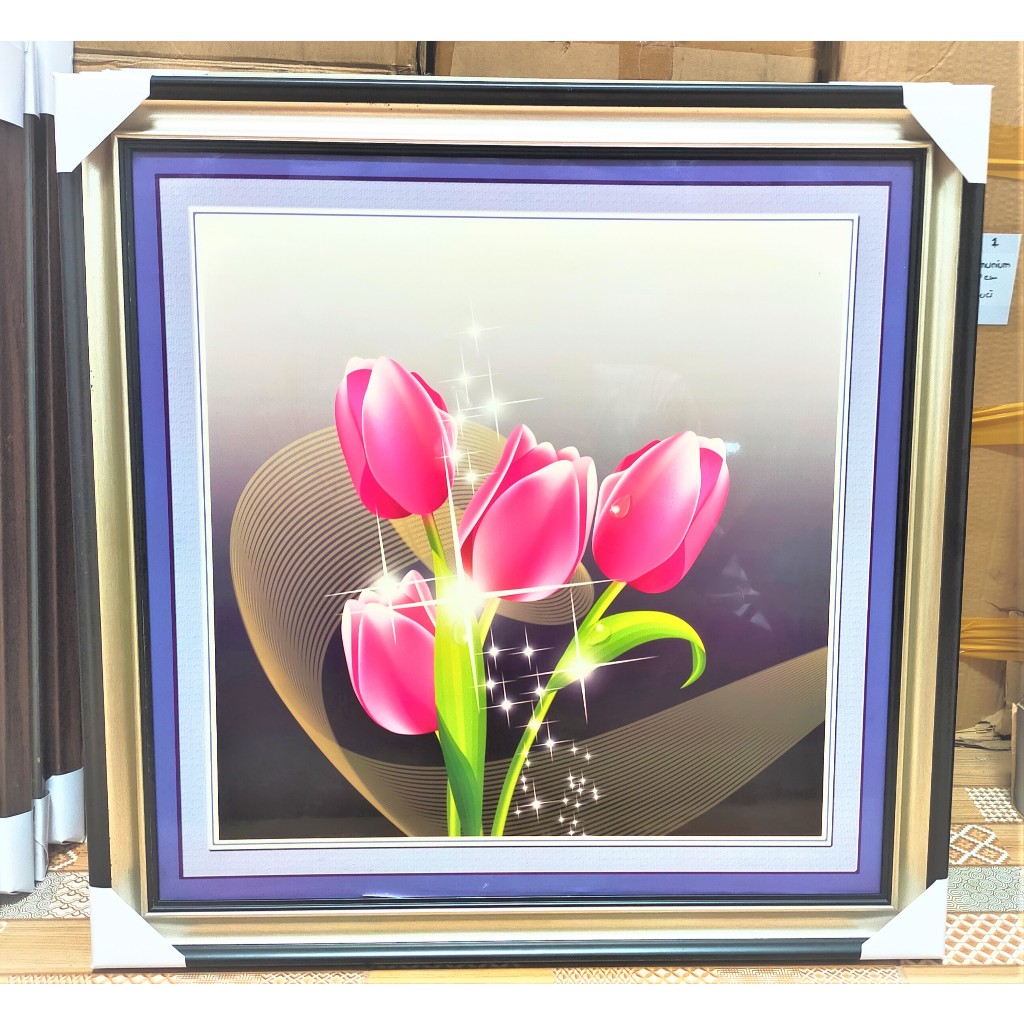 Hiasan Dinding Lukisan Bunga Tulip Ungu Aesthetic Painting Digital Import Uk 65x65 Cm Kado Hampers