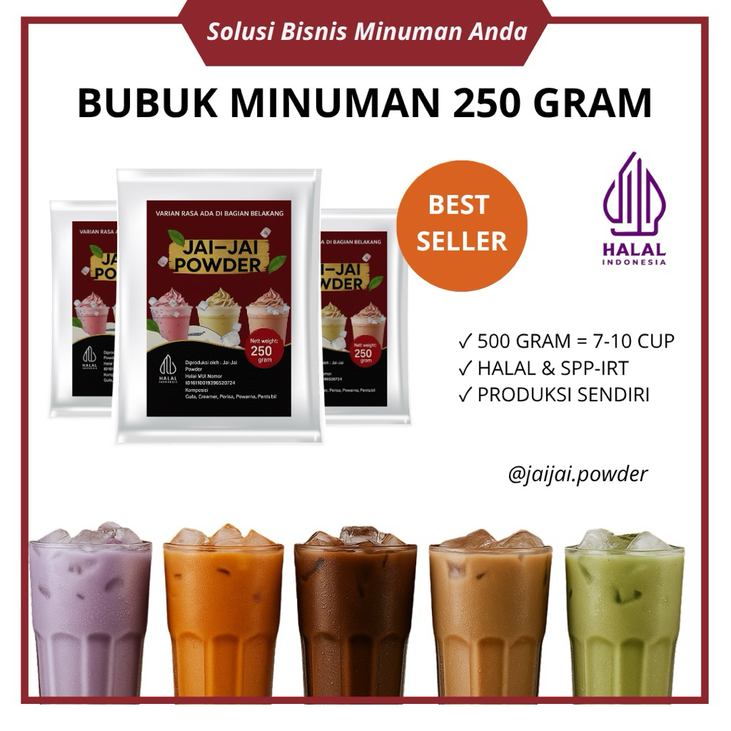 

BUBUK MINUMAN 250 GR / SERBUK MINUMAN ANEKA RASA / JAI JAI POWDER