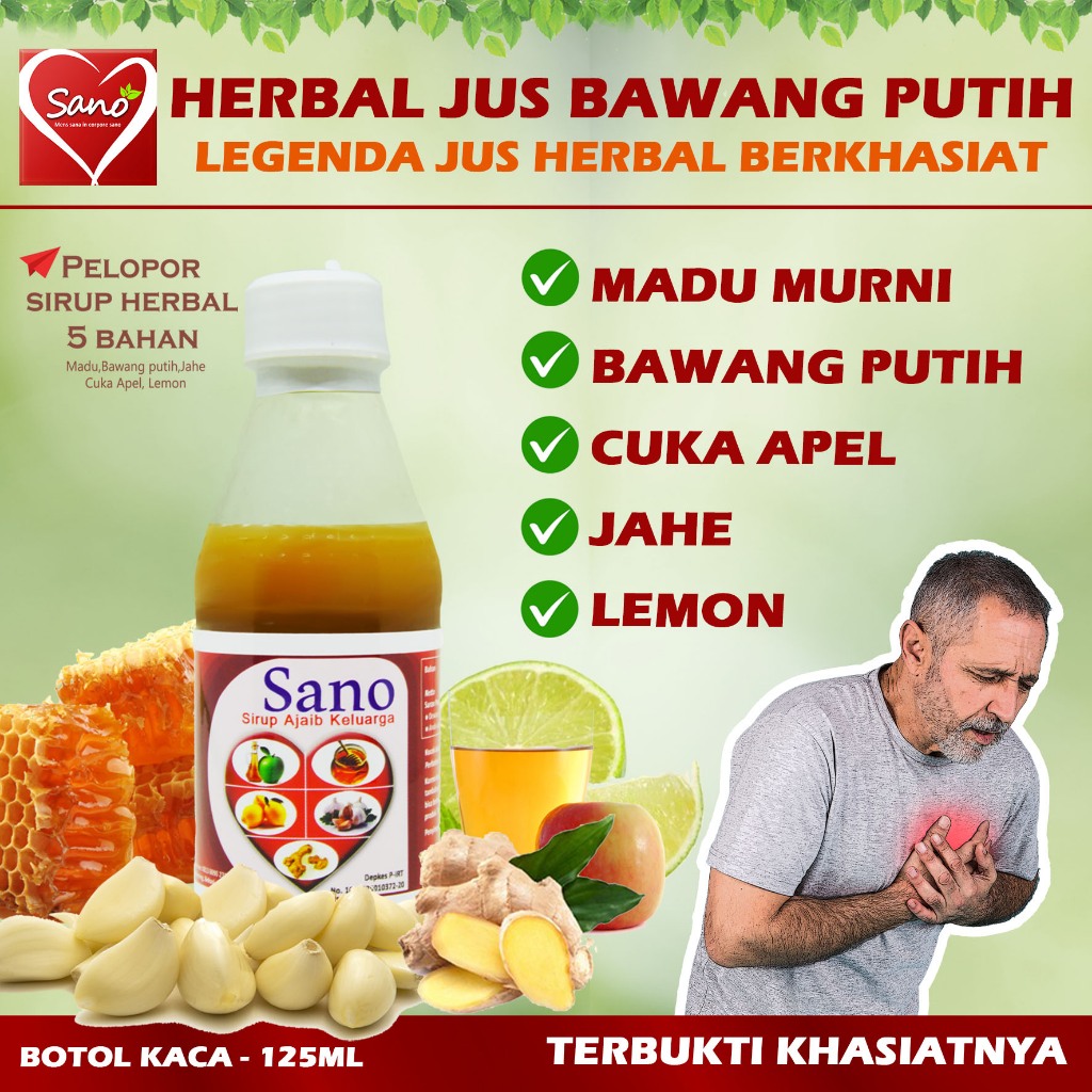 

Jus Bawang Putih Madu Jahe Cuka Apel Lemon - Herbal Sano - Obat Jantung