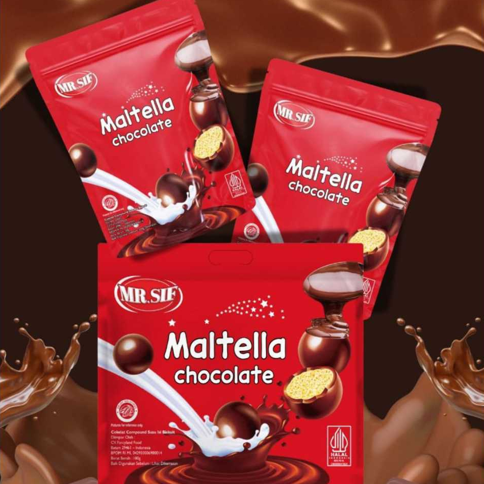 

MR.SIF MALTELLA CHOCOLATE Halal Cokelat Bola Susu Isi Biskuit
