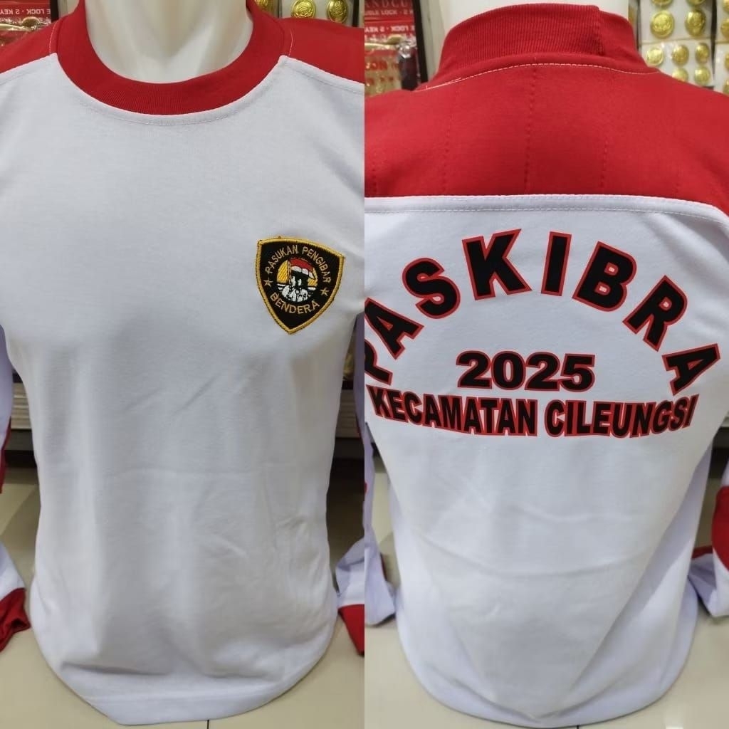 kaos paskibra putih lengan panjang/kaos paskibraka lengan panjang/kaos logo paskibra lengan panjang