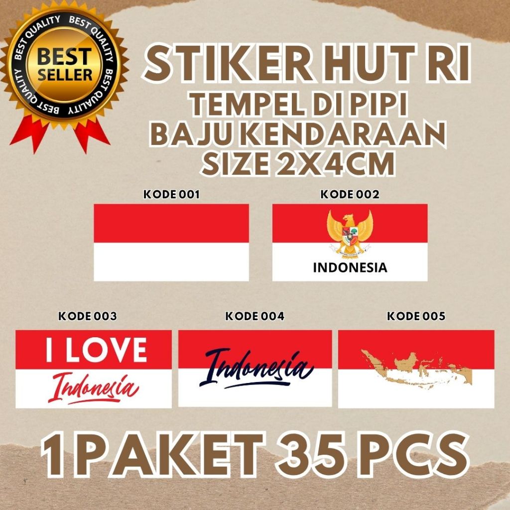 

Sticker pipi bendera merah putih lebar 4cm dan 2cm