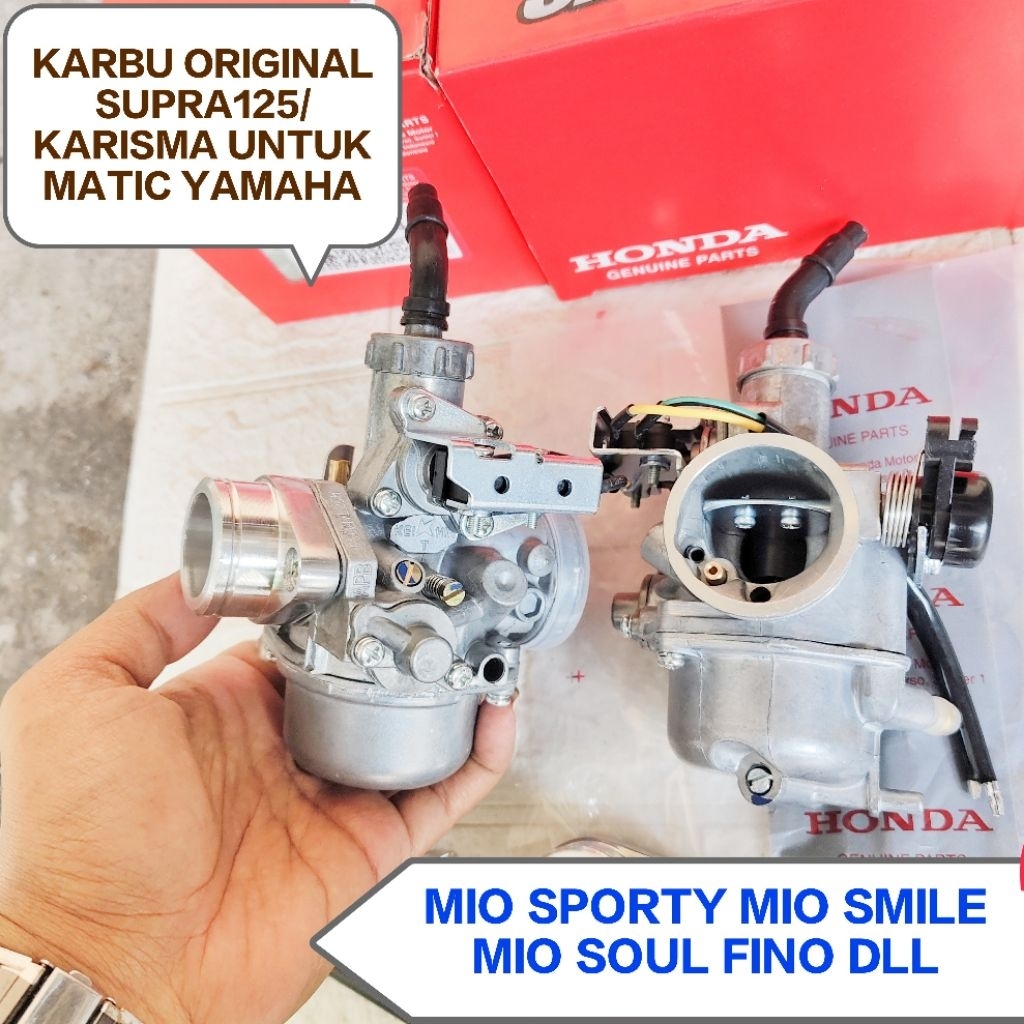 (Promo)Paket Karburator Original Supra X 125/Karisma+Adaptor Mio Sporty Mio Smile Fino Xeon Nouvo DL