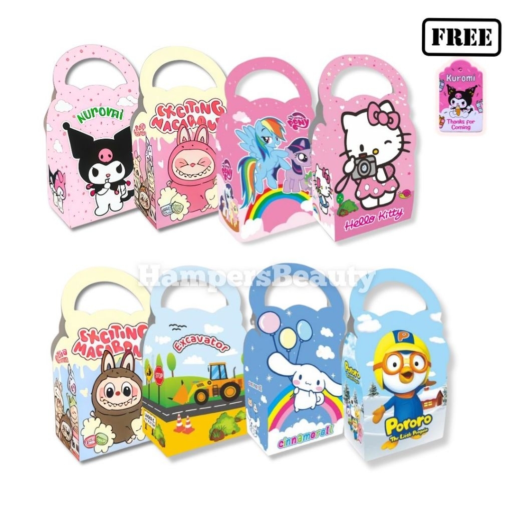 

[ ISI 10 ] SNACK BOX ULTAH ANAK MOTIF KARAKTER KARTUN LUCU FREE HANGTAG