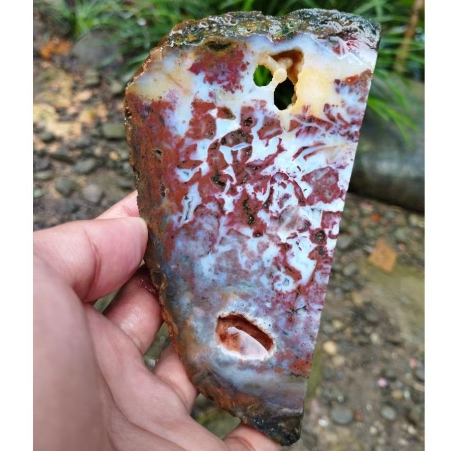 suiseki batu alam bahan batu akik lempengan panca warna kembang kristal druzy natural joss asli Klaw