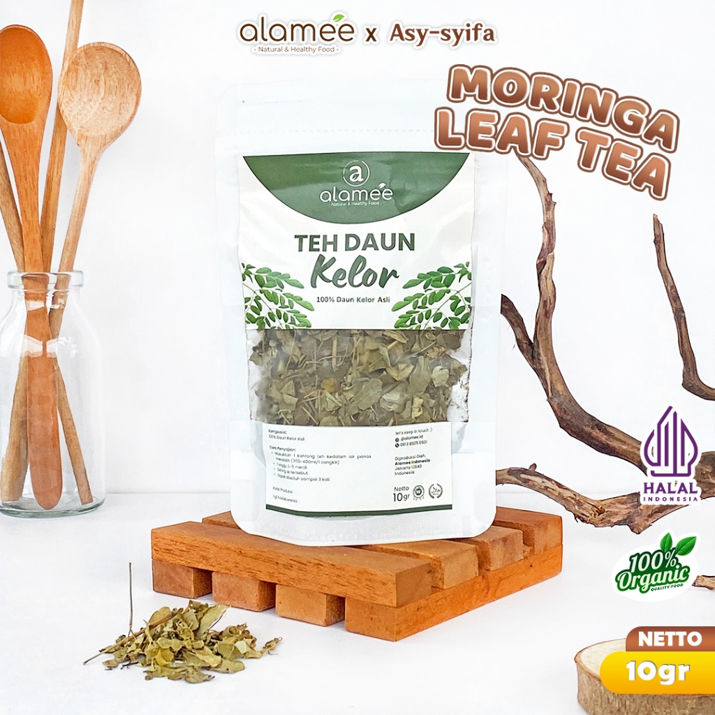 

ALAMEE Teh Daun Kelor Herbal Alami Moringa Tea Flower Asli Kering Organik Siap Seduh Minum 10gr