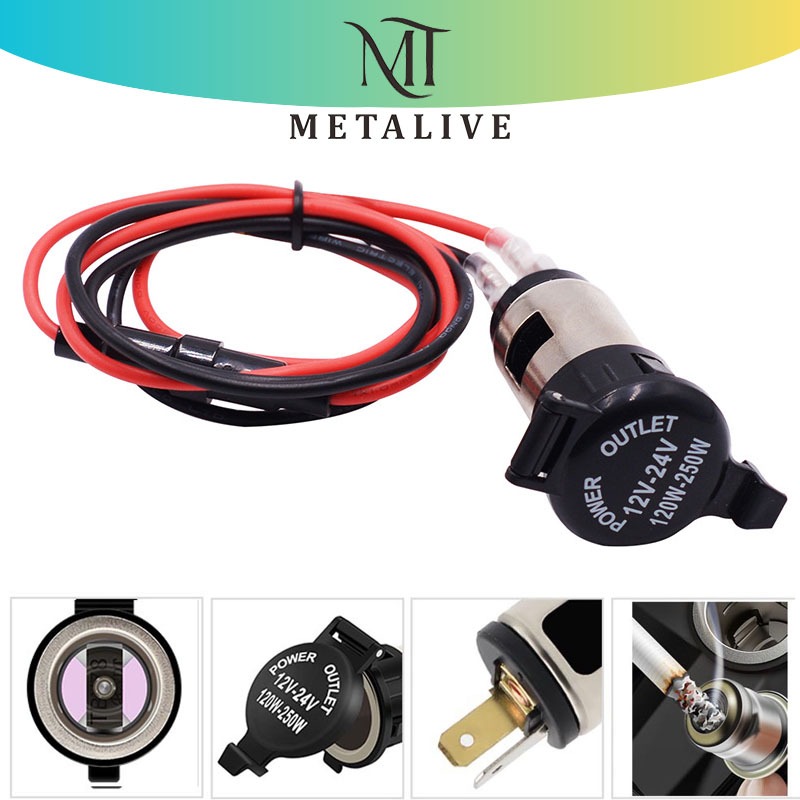 REKOMENDASI METALIVE Socket Lighter Charger Motor Mobil 12-24V Cigarette Lighter Power/Plug Outlet