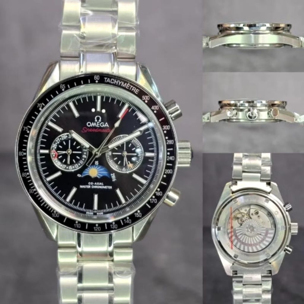 JAM TANGAN AUTOMETIC OMEGA MOONPHASE STAINLESS STEEL