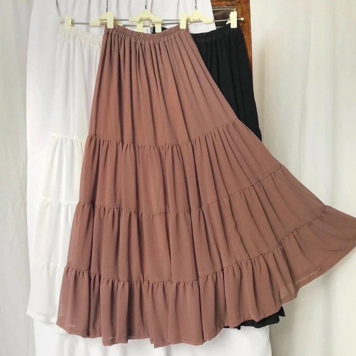 COD RD - ROK SUSUN CLARA /ROK TINGKAT / ROK WANITA MUSLIM / rok 4 susun - rok rempel -