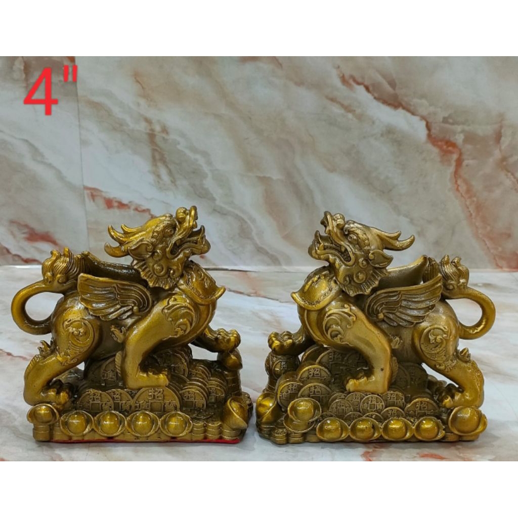 patung pajangan pi xiu / pixiu - kuningan - 4inch